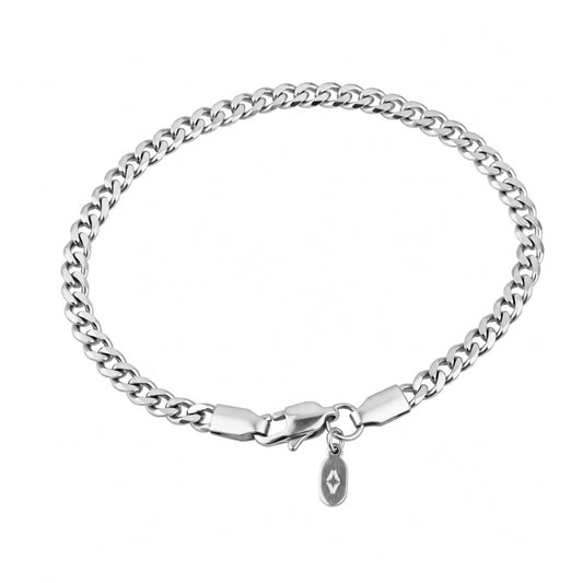 RHODIUM SILVER 4MM CUBAN BRACELET