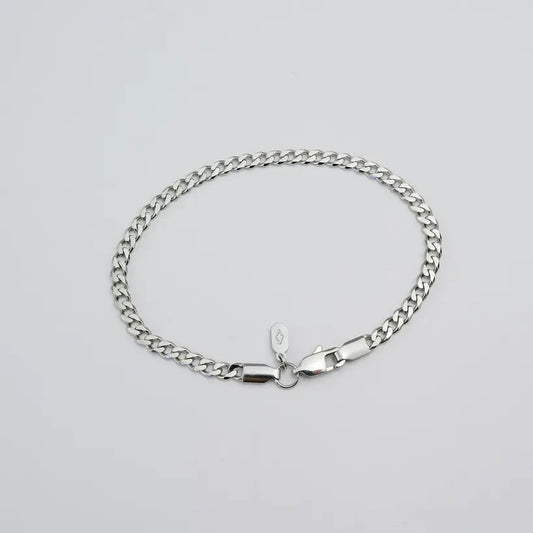 RHODIUM SILVER 4MM CUBAN BRACELET