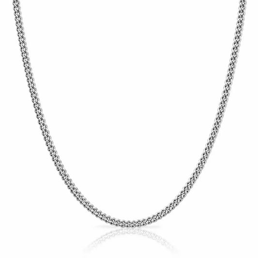 RHODIUM SILVER 4MM CUBAN CHAIN