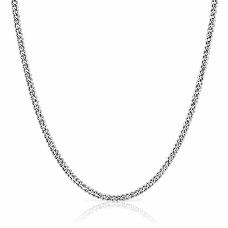 RHODIUM SILVER 4MM CUBAN CHAIN