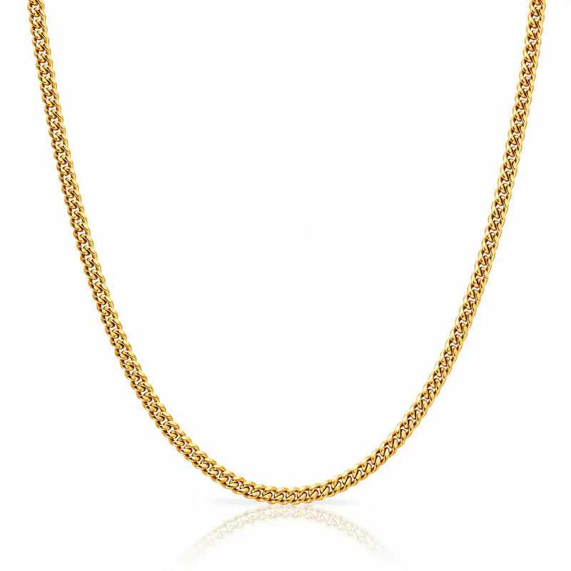 18K GOLD 4MM CUBAN CHAIN