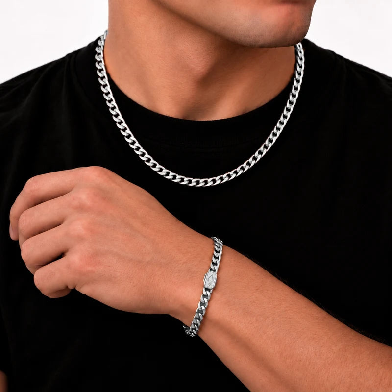 RHODIUM SILVER 6MM CUBAN CHAIN