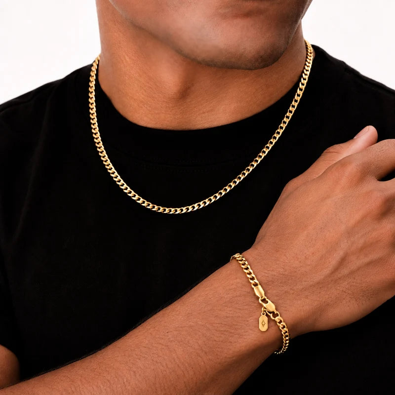 18K GOLD 4MM CUBAN CHAIN